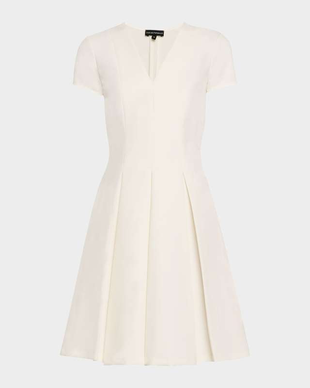 Emma Pleated V-Neck Mini Dress